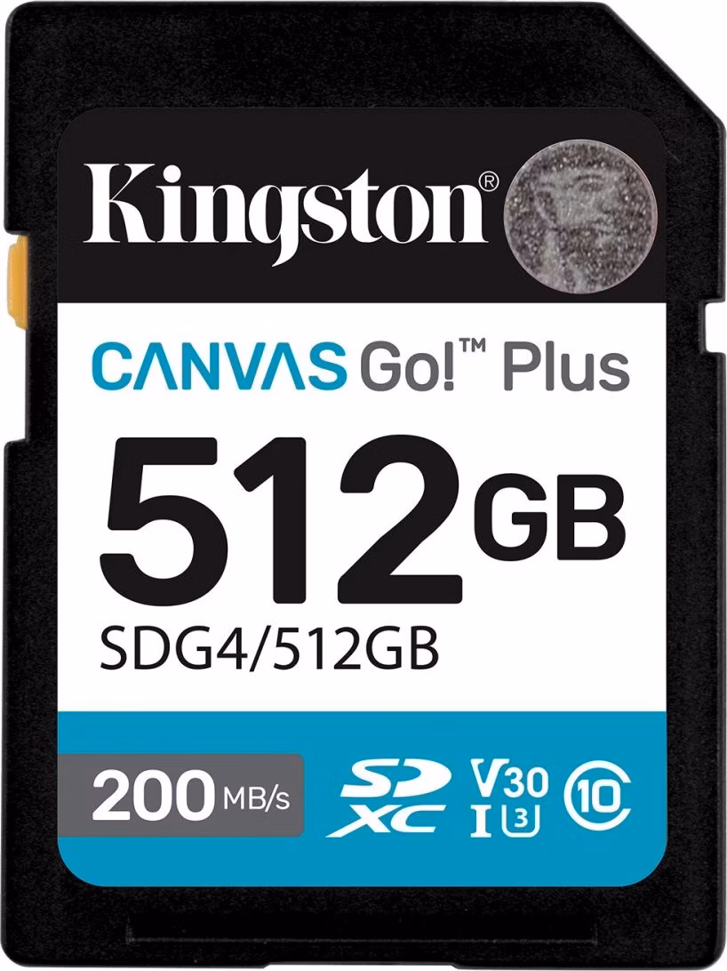 Kingston SDXC karta 512GB Canvas Go! Plus, R:200/W:160MB/s, Class 10, UHS-I, U3, V30