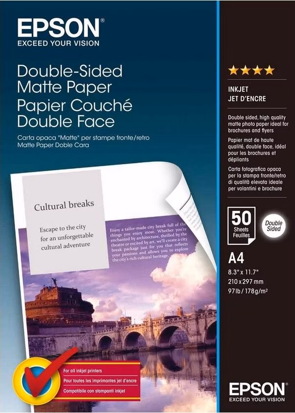 EPSON fotopapír C13S041569/ A4/ Double sided Matte paper/ 50ks