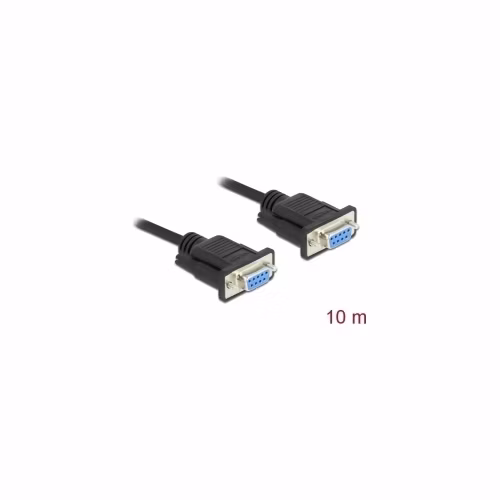 Delock Sériový kabel rozhraní RS-232 Sub-D9, ze zásuvkového na zásuvkový, délky 10 m, null modem