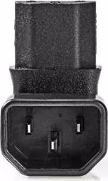 Nedis CEGB1190BK - Rozšíření Plug | IEC-320-C13 | IEC-320-C14 | Úhlový 90° | Poniklované | PVC | Černá |