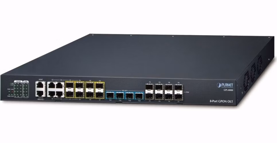 Planet GPON OLT 2.5G, 8x PON, 4x1Gb + 4x1Gb SFP + 4x10Gb SFP+