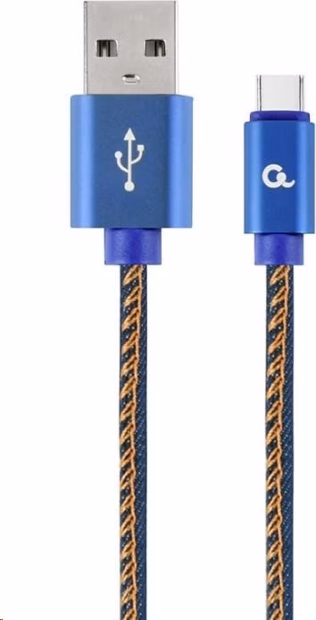 GEMBIRD CABLEXPERT USB 2.0 Kábel AM na typ C (AM/CM), 2 m, opletený, džínsy, blister, PREMIUM KVALITA
