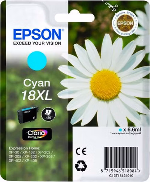 EPSON cartridge T1812 cyan (sedmikráska) XL