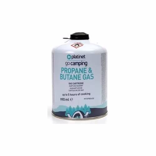 PLATINET BUTANE &amp; PROPANE GAS CARTRIDGE CANISTER 450g 990 ml 5h