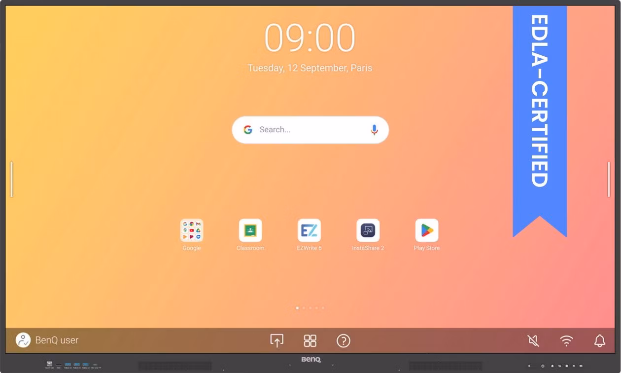 BENQ dotykový panel 65" RE6504A/ UHD 4K/8GB I 64GB /provoz 18/7/ HDMI/DP/ USB-C/LAN/ Android 13/40 dotykových bodů