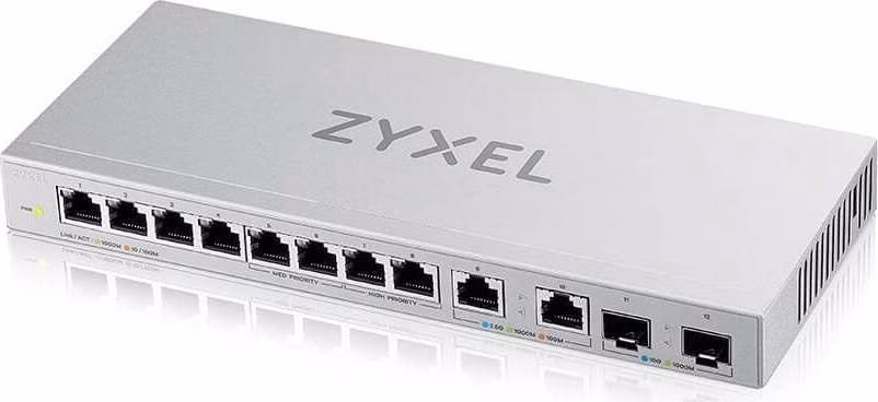 Zyxel XGS1010-12 v2, 12-Port Gigabit Unmanaged Switch with 8-Port 1G + 2-Port 2.5G + 2-Port SFP+