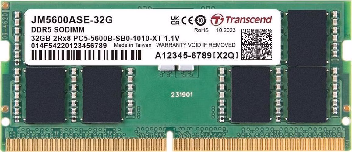 Transcend paměť 32GB DDR5 5600 SODIMM (JetRam) 2Rx8 2Gx16 CL46 1.1V