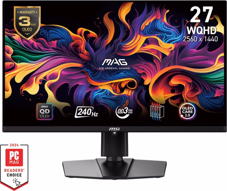 MSI MAG 271QPX QD-OLED E2,26,5" QD-OLED/2560x1440 (WQHD)/ 240Hz/0,03ms/2x HDMI/DP/USB-C/Výškově nastavitelný/Pivot