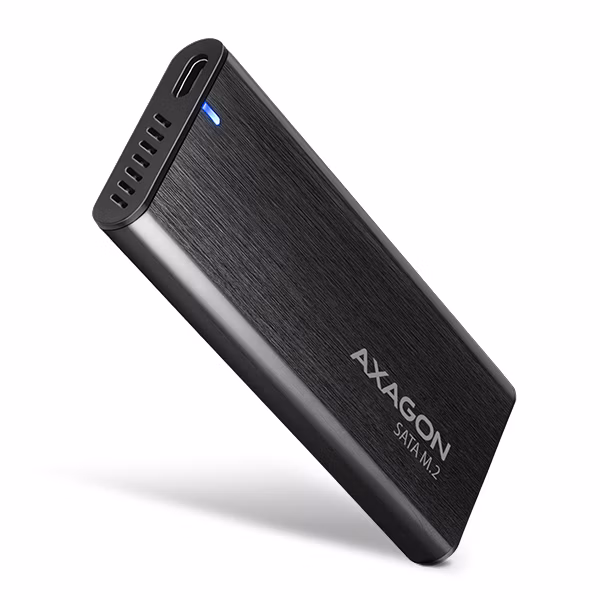 AXAGON EEM2-SBC Superspeed+ USB-C - M.2 SATA SSD, externí kovový box pro M.2 SATA SSD disky, bezšroubkový