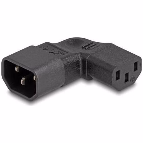 Delock Napájecí adaptér IEC 60320 – z C14 na C13, zástrčka / zásuvka, 10 A, 90°, levý / pravý, pravoúhlý