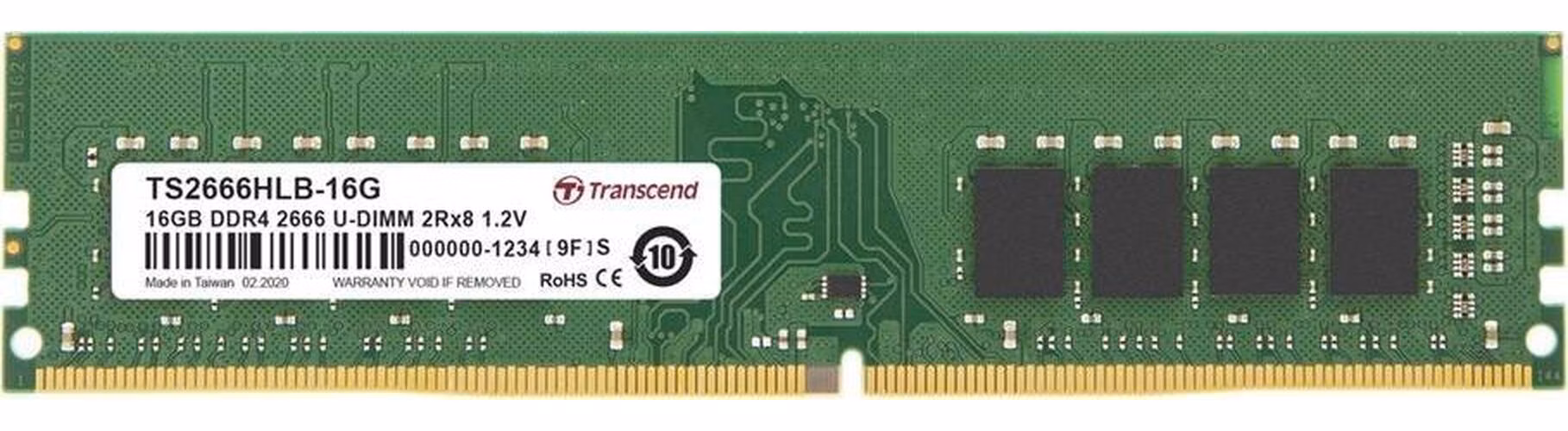 Transcend paměť 16GB DDR4 2666 U-DIMM 2Rx8 1Gx8 CL19 1.2V