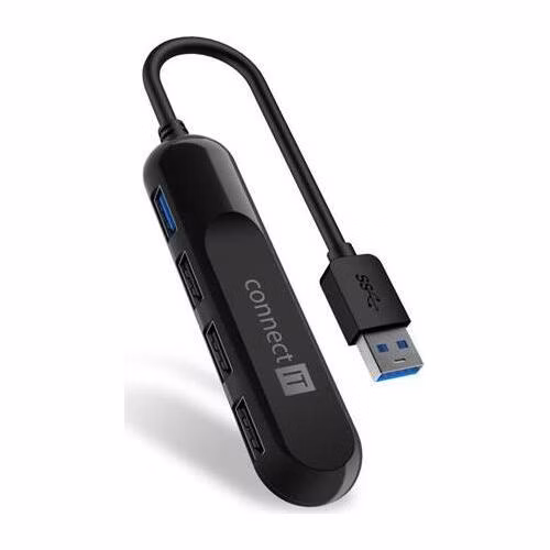 CONNECT IT USB-A hub USB 3.0, externí, ČERNÝ