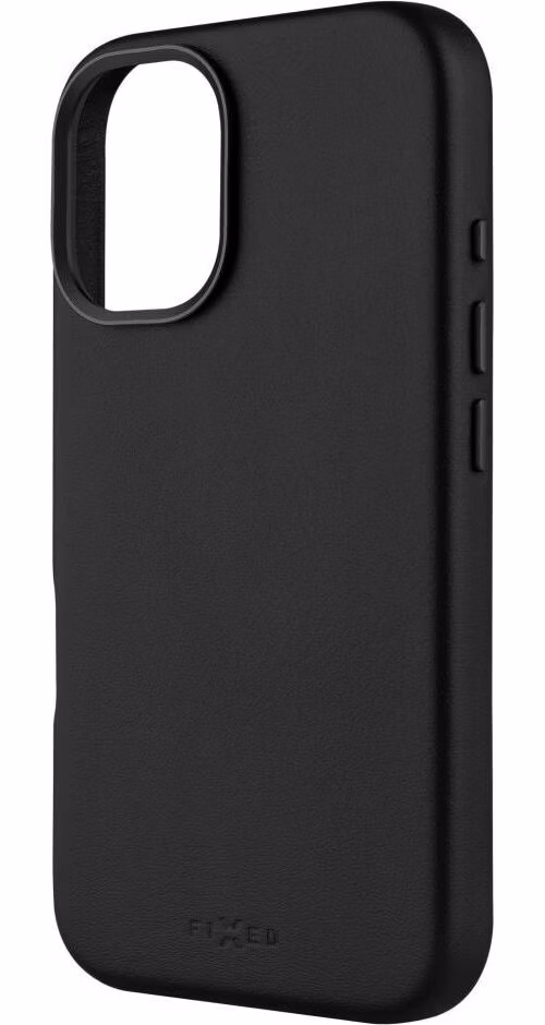 FIXED MagLeather kožený kryt iPhone 16, čierny