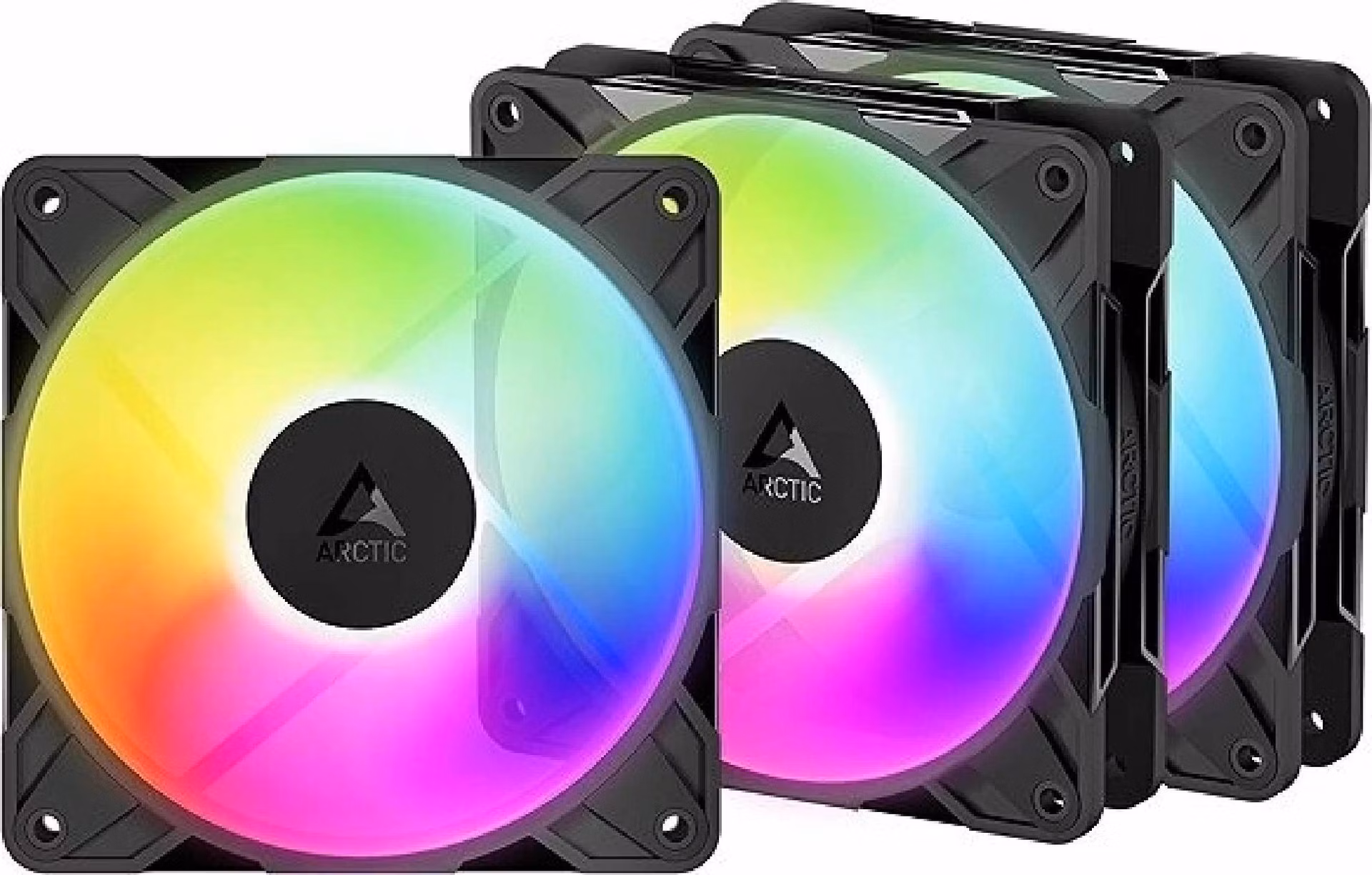 ARCTIC P12 Pro Reverse A-RGB (3pack) 120mm Case Fan with A-RGB - Reverse Impeller Design - FDB beari