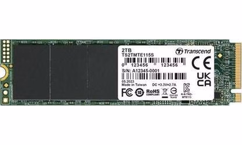 TRANSCEND TS2TMTE115S 2TB, M.2 2280,PCIe Gen3x4, NVMe, TLC, DRAM-less