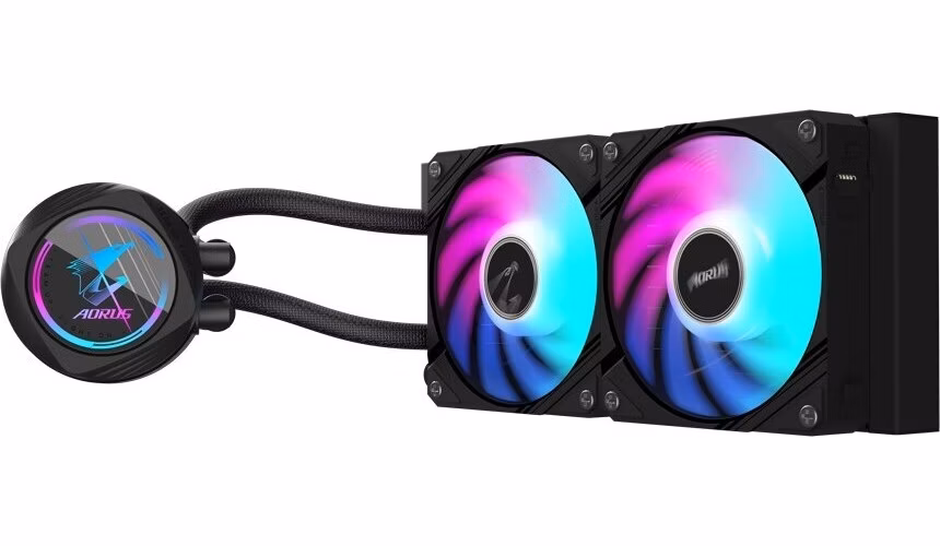 GIGABYTE vodní chladič AORUS WATERFORCE X II 240, 2x120mm ARGB, LCD displej, LGA1851, AM5