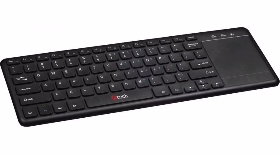 C-TECH klávesnice WLTK-01, bezdrátová klávesnice s touchpadem, černá, USB