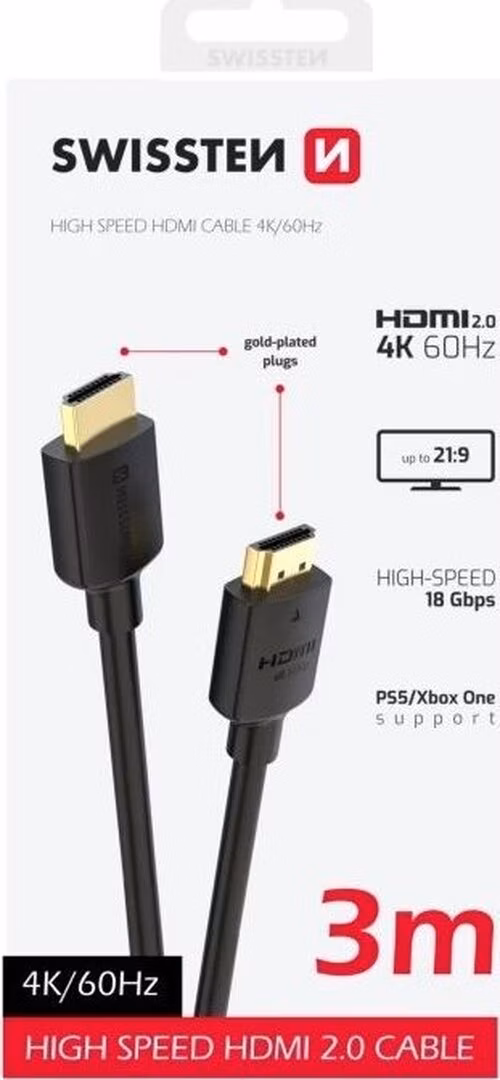 SWISSTEN KABEL HDMI NA HDMI 4K 60Hz 3,0 M PVC