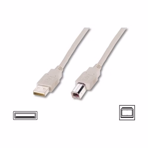Digitus USB kabel A/samec na B-samec, 2x stíněný, béžový, 3m