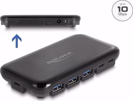 Delock 7 portový rozbočovač USB 3.2 Gen 2 se 4 porty USB Typu-A a 3 porty USB Type-C™