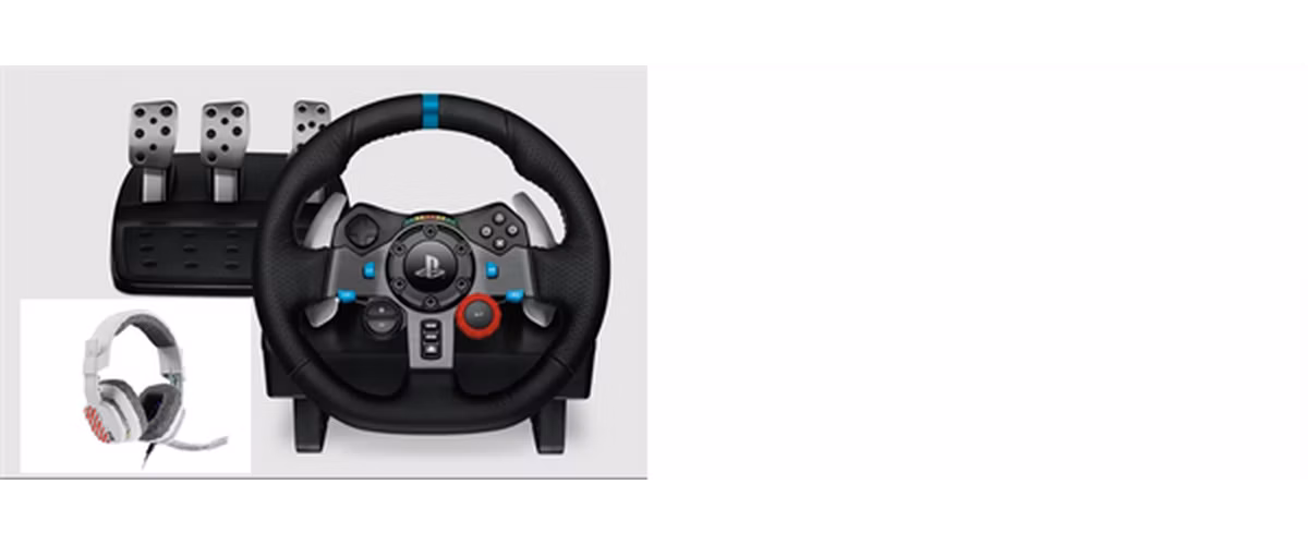 Logitech® G29 Driving Force Racing Wheel and A10 Combo for PlayStation®5 and PlayStation®4 - WHITE