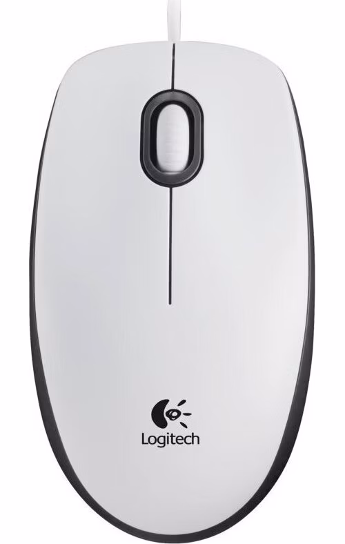 Logitech myš M100, optická, USB, 2 tlačítka, bílá, 1000dpi