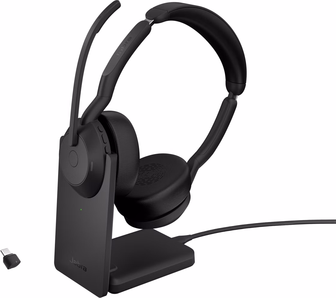 Jabra Evolve2 55/Stereo/ANC/USB-C/BT-USB/Bezdrať/Stand/Čierna
