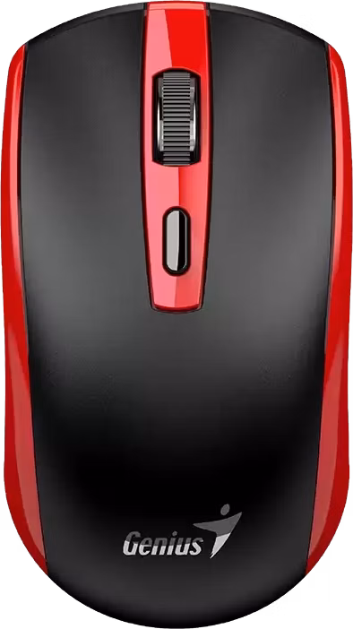 Genius ECO-8150 Myš, bezdrátová, optická, 1200DPI, 4 tlačítka, Copilot, 2,4GHz, USB-A dongle, USB-C nabíjení, černo-červená