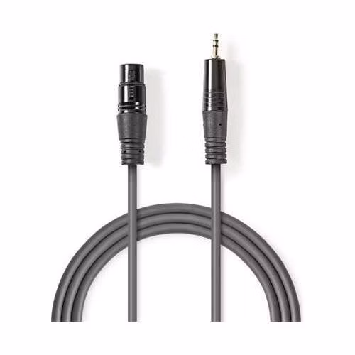 Nedis COTH15320GY10 - Vyvážený XLR Audiokabel | XLR 3pinová Zásuvka – 3,5mm Zástrčka | 1 m | Šedá barva