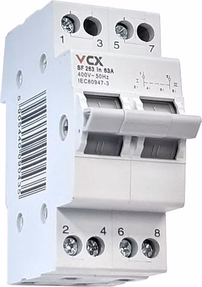 Solarmi VCX SF263 přepínač napájení, 1-0-2, 2P, 63A, na DIN lištu