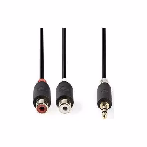 Nedis CABW22250AT02 - Stereofonní Audio Kabel | 3,5mm Zástrčka - 2x RCA Zásuvka | 0,2 m | Antracit