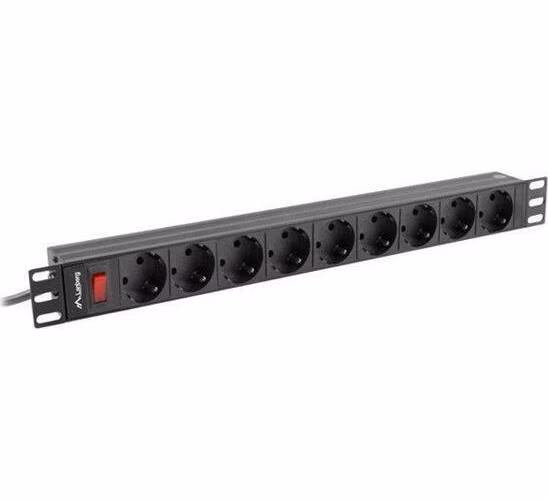 LANBERG NAPÁJECÍ DISTRIBUČNÍ JEDNOTKA (PDU) 19" 1U 16A 9X SCHUKO ZÁSUVKY 3M ČERNÁ