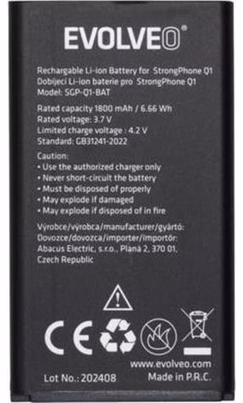 EVOLVEO orig. baterie 1800 mAh pro MaxPhone A1, StrongPhone Q1/Z4/W4
