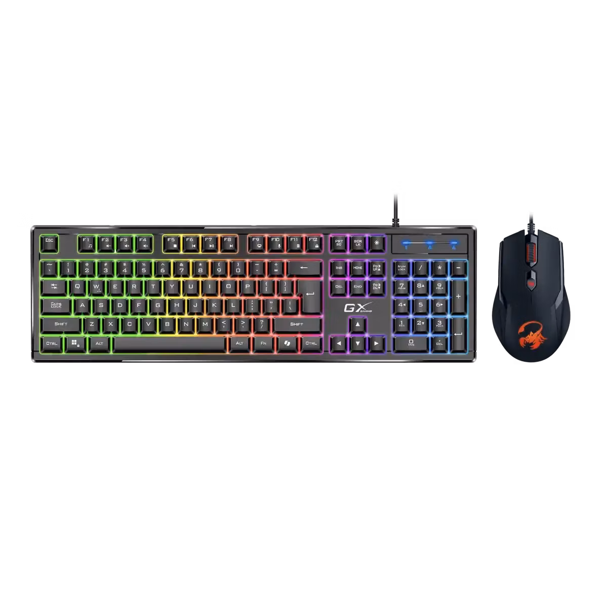 Genius GX GAMING Scorpion KM-GX6, Set klávesnice a myši, drátový, CZ+SK layout, USB, Copilot klávesa, RGB podsv., černá