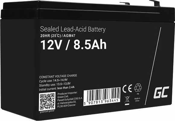 Green Cell AGM VRLA 12V 8.5Ah maintenance-free battery for the alarm system, cash register, toys
