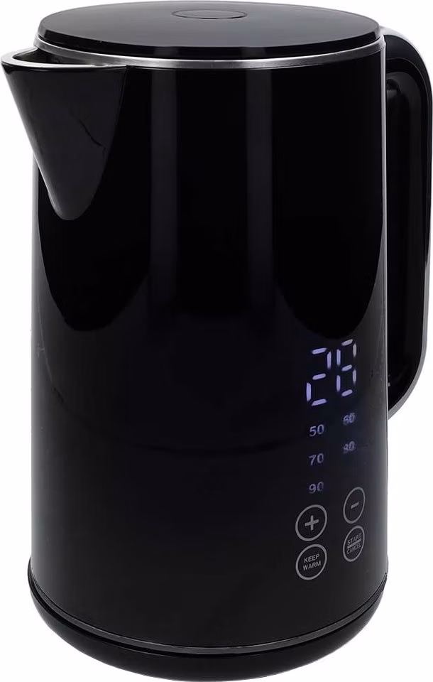 NEDIS rychlovarná konvice KAWK362EBK/ objem 1,7 l/ displej/ otáčení o 360°/ spotřeba 2200 W/ hliník/ plast/ černá