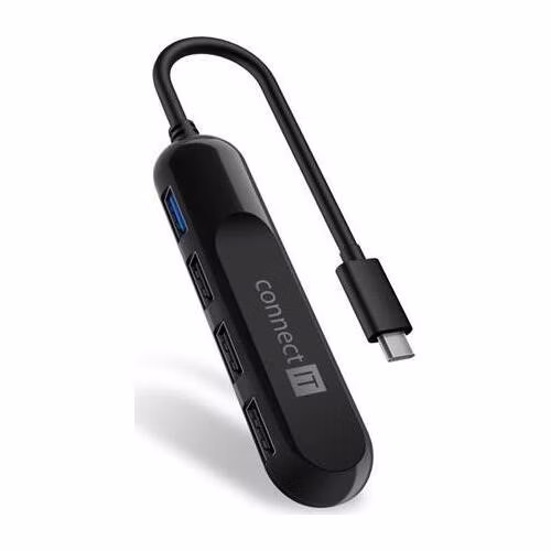 CONNECT IT USB-C hub USB 3.0, externí, ČERNÝ