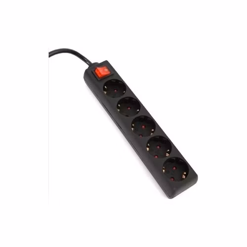 OMEGA Prodlužovací zásuvková lišta s 5 zásuvkami WITH BASIC SURGE PROTECTION 1.5M 16A 5 SOCKET TYPE F SCHUKO GERMAN BLAC