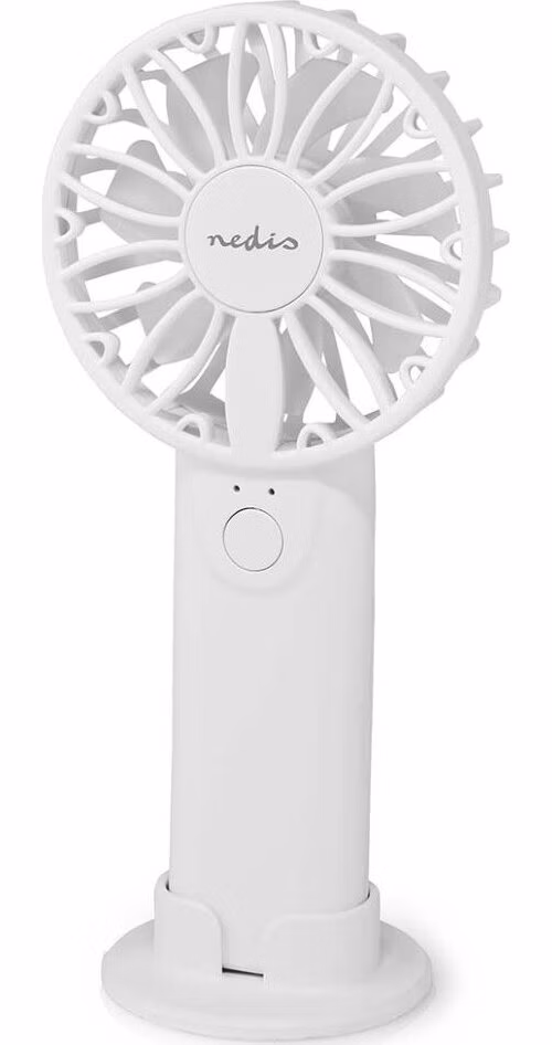 NEDIS ruční ventilátor/ průměr 6 cm/ výkon 0,9 W/ 2 rychlosti/ plast/ bílý
