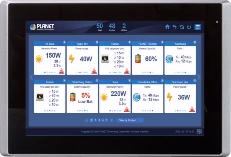 Planet NMS-360V-12 kontroler pro solární switch BSP-360, správa 512 zařízení, 12" touch LCD