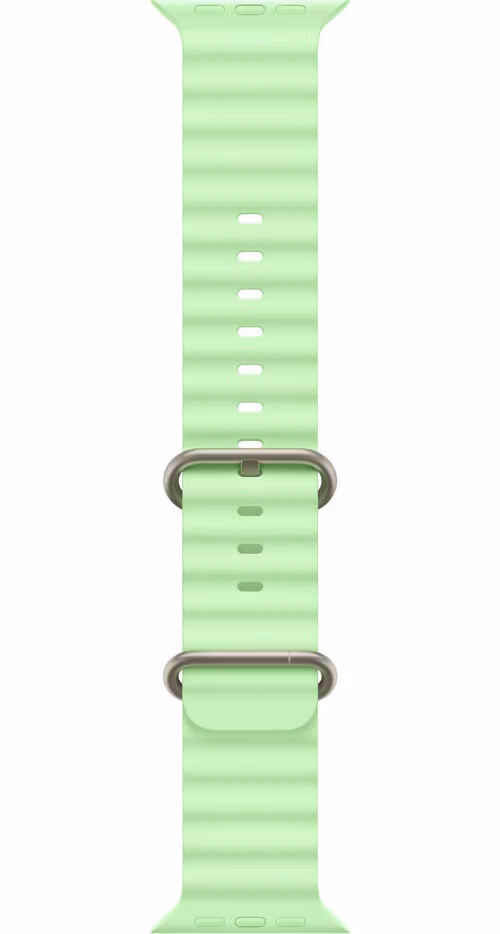 Apple Watch 49mm Neon Green Ocean Band - Natural Titanium Finish