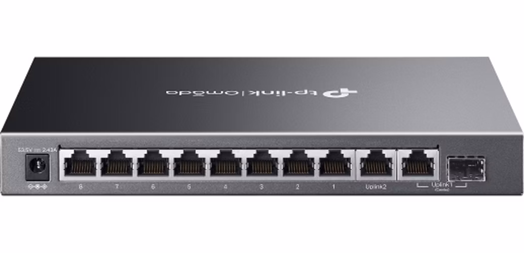 TP-Link ES210GMP, Omada 10-Port Gigabit Easy Managed Switch, 1x GLAN, 1x SFP, 8x GLAN PoE+, 123W PoE budget