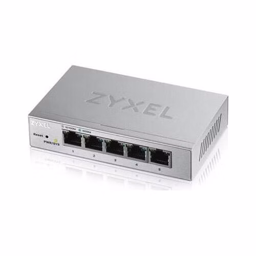 Zyxel GS1200-5HPv2 5-portový stolový gigabitový webový inteligentný PoE switch, 4x PoE+ GbE, PoE 60W, bez ventilátora