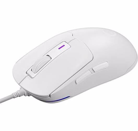Lorgar MSA10WRWH, herná myš, ultraľahká 55g, 6 prog. tlačidiel, 12 000 dpi, podsvietenie RGB, biela