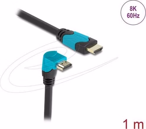Delock High Speed HDMI kabel samec přímý na samec 90° pravoúhlý dolů 48 Gbps 8K 60 Hz 1 m