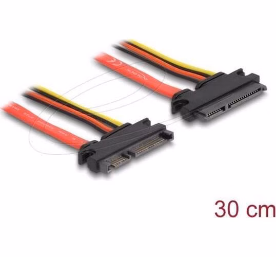 Delock Prodlužovací kabel SATA 6 Gb/s 22 pin samec > SATA 22 pin samice (5 V + 12 V) 30 cm