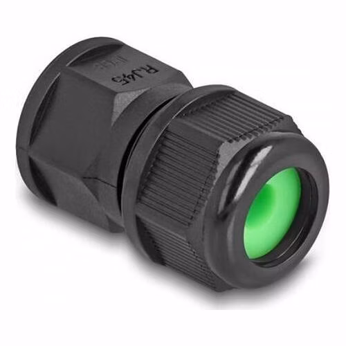 Delock Průchozí spojka RJ45, prachotěsná a vodotěsná podle IP67, černá