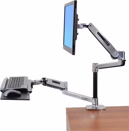 ERGOTRON WF-LX, POLISHED, WorkFit-LX, Sit-Stand Desk Mount System, stolní držák pro monitor (max 42") a klávesnici