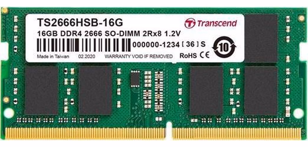 Transcend paměť 16GB SODIMM DDR4 2666 2Rx8 1Gx8 CL19 1.2V
