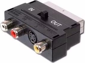 PremiumCord Adapter SCART-3x cinch + S-video s přepínačem IN/OUT